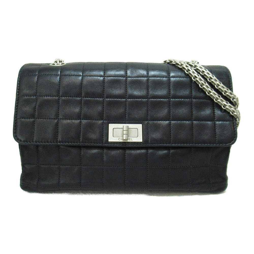 Chanel Chocolate Bar Chain Shoulder Bag Lambskin Black